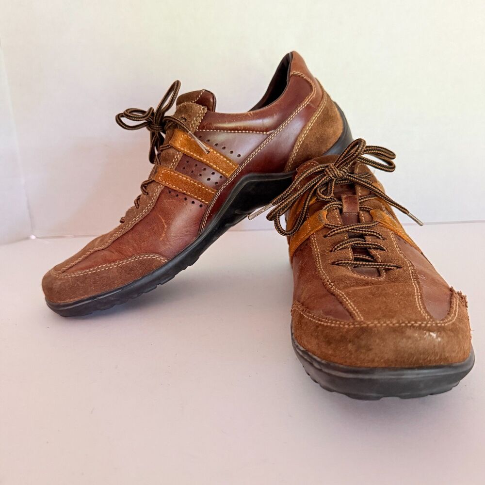 Cole Haan, Tucker Oxford Brown Leather Suede Driving Shoe Sneakers, 8M Stripe